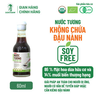 Nước Tương mật hoa dừa hữu cơ Sokfarm 60ml, Chỉ 2 thành phần, không từ đậu nành, Không Gluten, Không chất điều vị