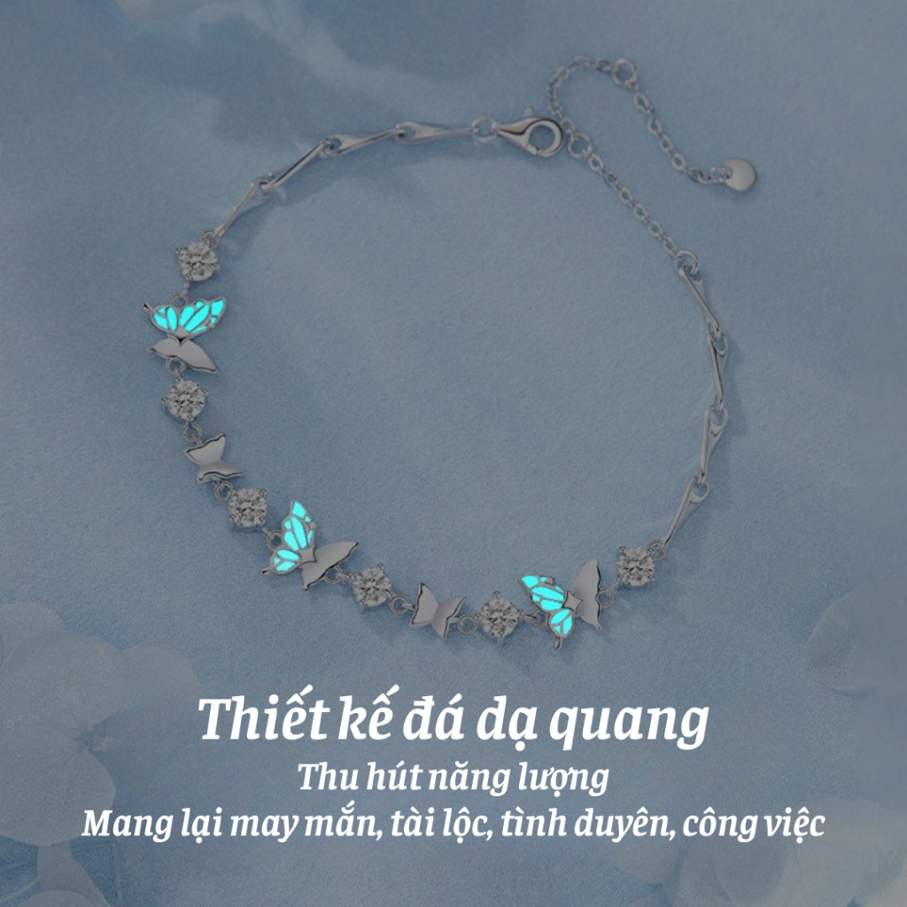 [ HỢP KIM BẠC ] Lắc tay nữ đá dạ quang phong thủy, Vòng tay nữ bạc S925 sang chảnh, quyến rũ imoon067
