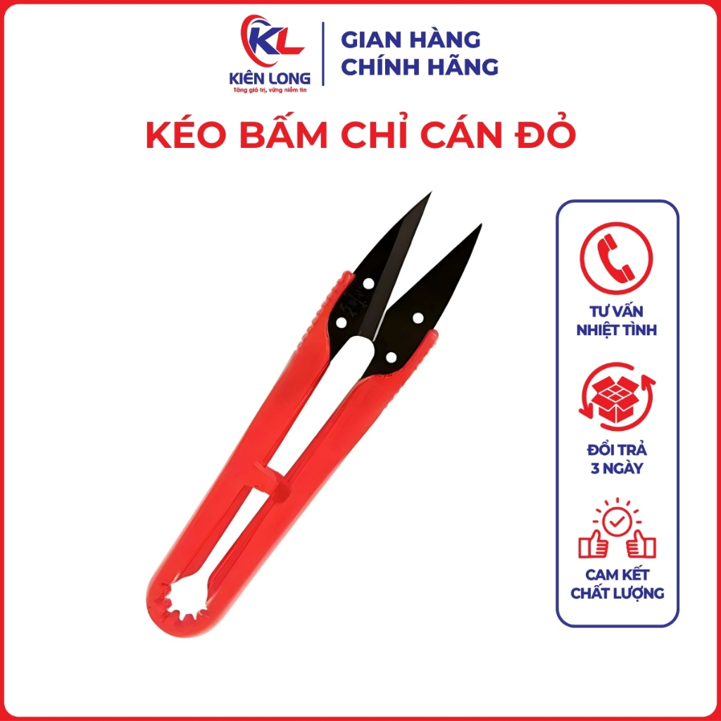 Kéo Bấm Chỉ Cán Đỏ DJ-107 Cao Cấp Vỉ 12 Chiếc - Phụ Kiện Ngành May Chính Hãng