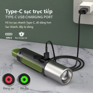 Đèn Pin Đa Năng LED Laser Zoom Chống Nước Sạc Dùng Lại
