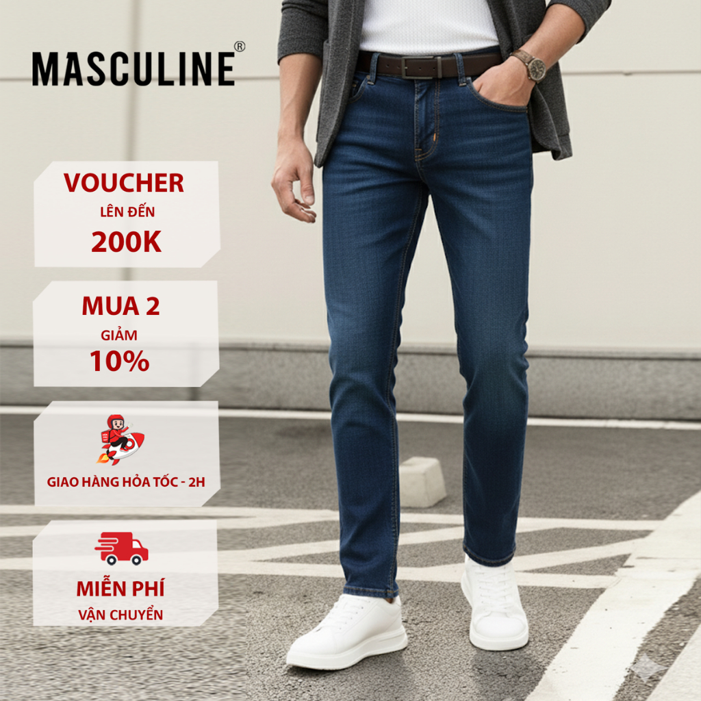 Quần jeans nam Masculine cao cấp, dáng beggy trẻ trung, phong cách - MJB23.1