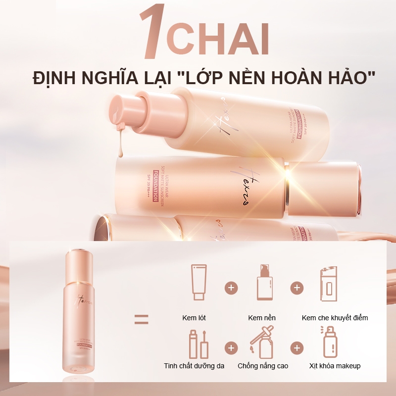Kem nền kiềm dầu lâu trôi HEXZE SPF39 PA+++ 30ml,độ che khuyết điểm cao, lớp nền nâng tone tự nhiên
