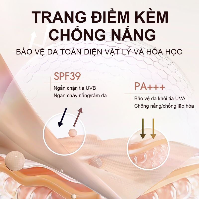 Kem nền kiềm dầu lâu trôi HEXZE SPF39 PA+++ 30ml,độ che khuyết điểm cao, lớp nền nâng tone tự nhiên
