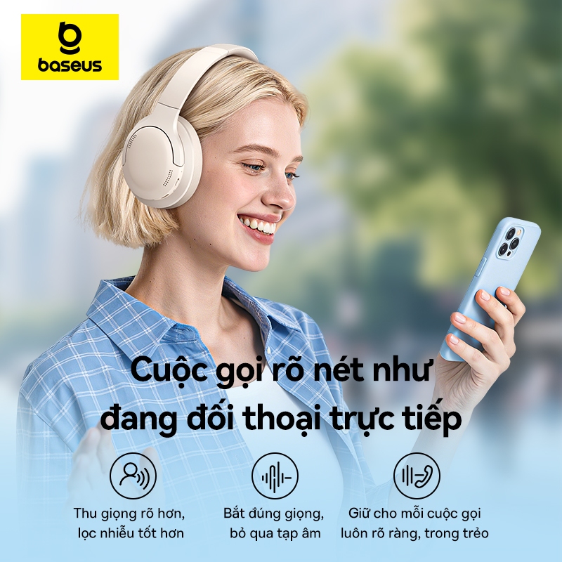Tai Nghe Baseus Bass BH1 Lite Bluetooth 6.0 App Thông Minh Chống Ồn ENC Chơi Nhạc 80 Giờ