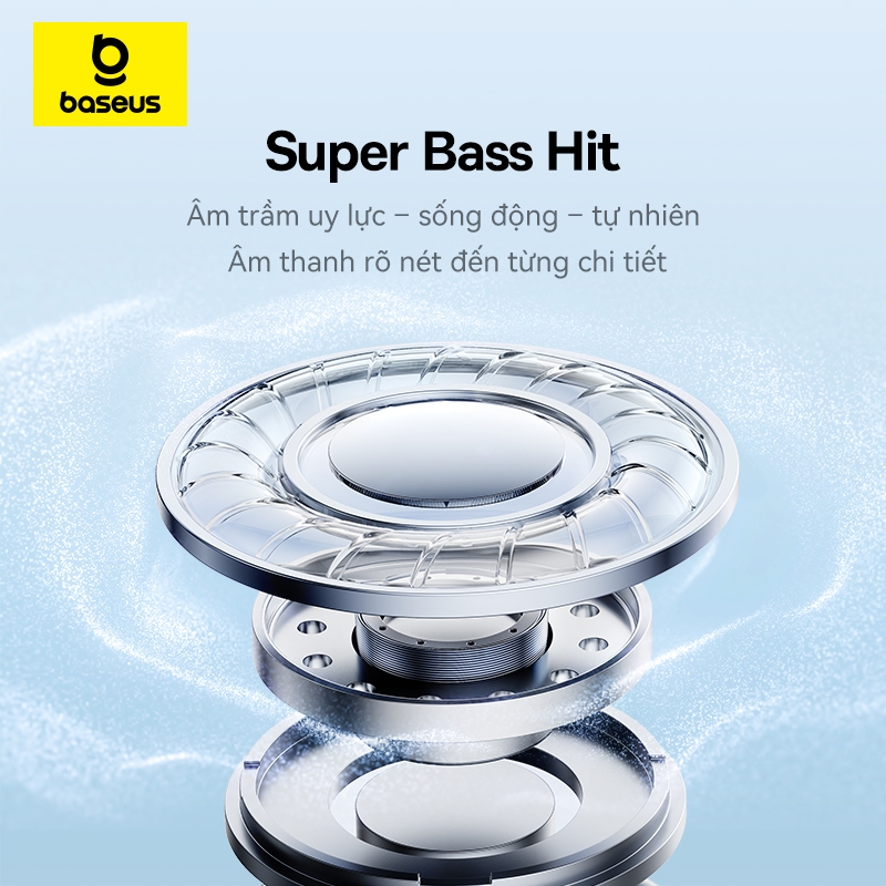 Tai Nghe Baseus Bass BH1 Lite Bluetooth 6.0 App Thông Minh Chống Ồn ENC Chơi Nhạc 80 Giờ