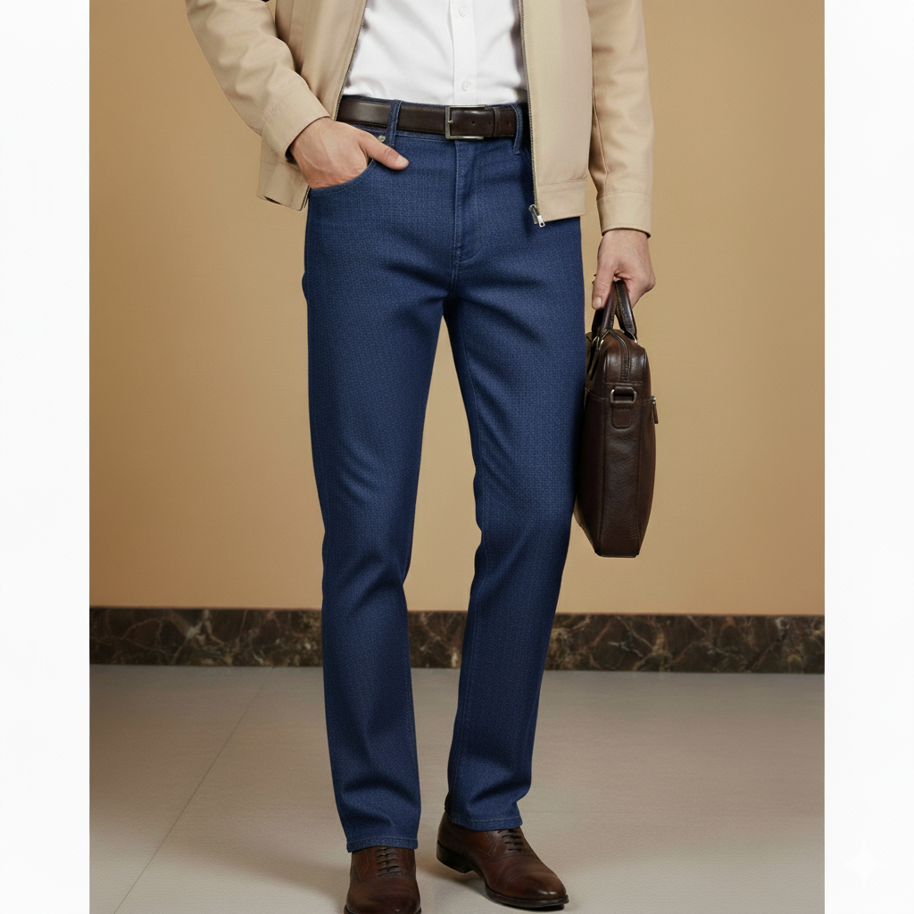 Quần jeans trung tuổi nam Masculine cao cấp, dáng phổ thông, đường may chắc chắn -MJRC24.3