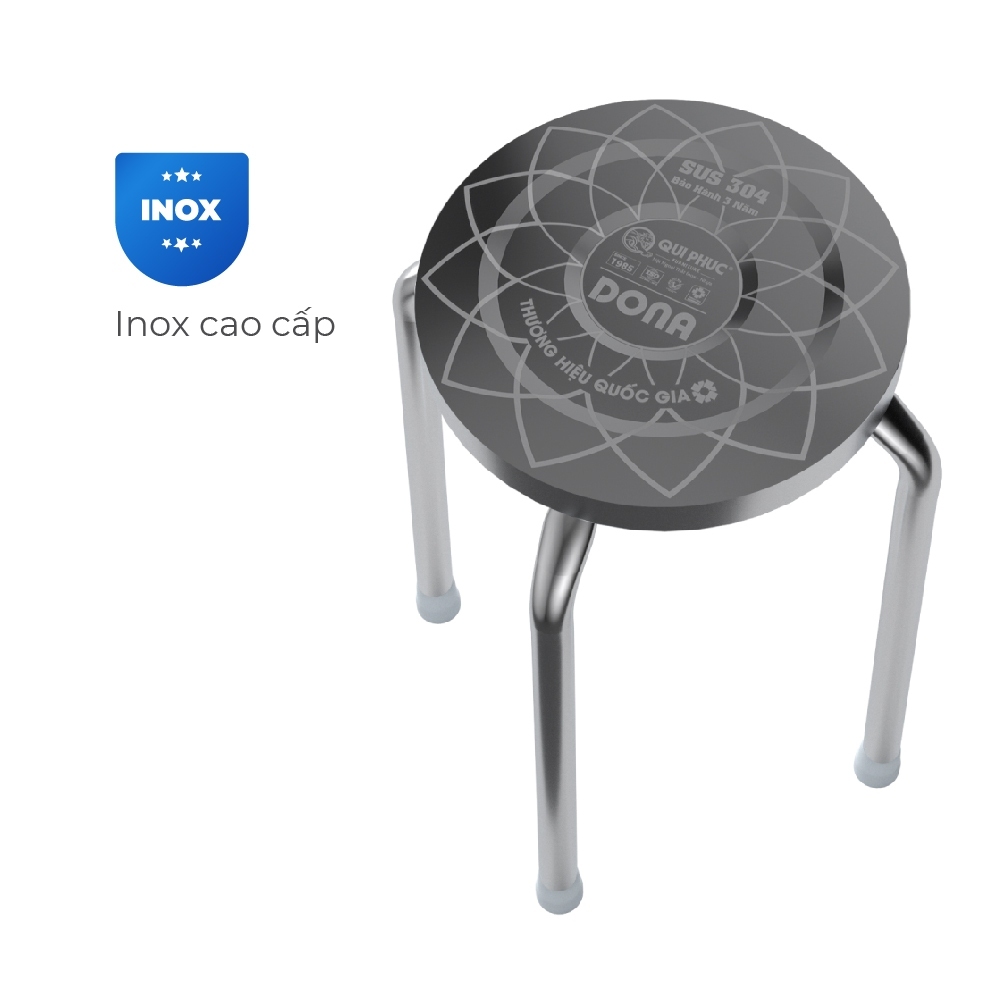 [FREESHIP] Ghế inox đẩu Dona QUI PHÚC, combo 10 ghế, an toàn, tiện lợi, inox cao cấp, sáng bóng, chịu lực tốt 120kg