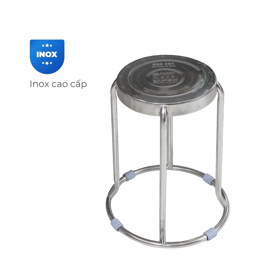 [FREESHIP] Ghế inox đôn Super QUI PHÚC combo 10 ghế, Inox cao cấp, sáng bóng chịu lực 120kg, xếp chồng tiện lợi