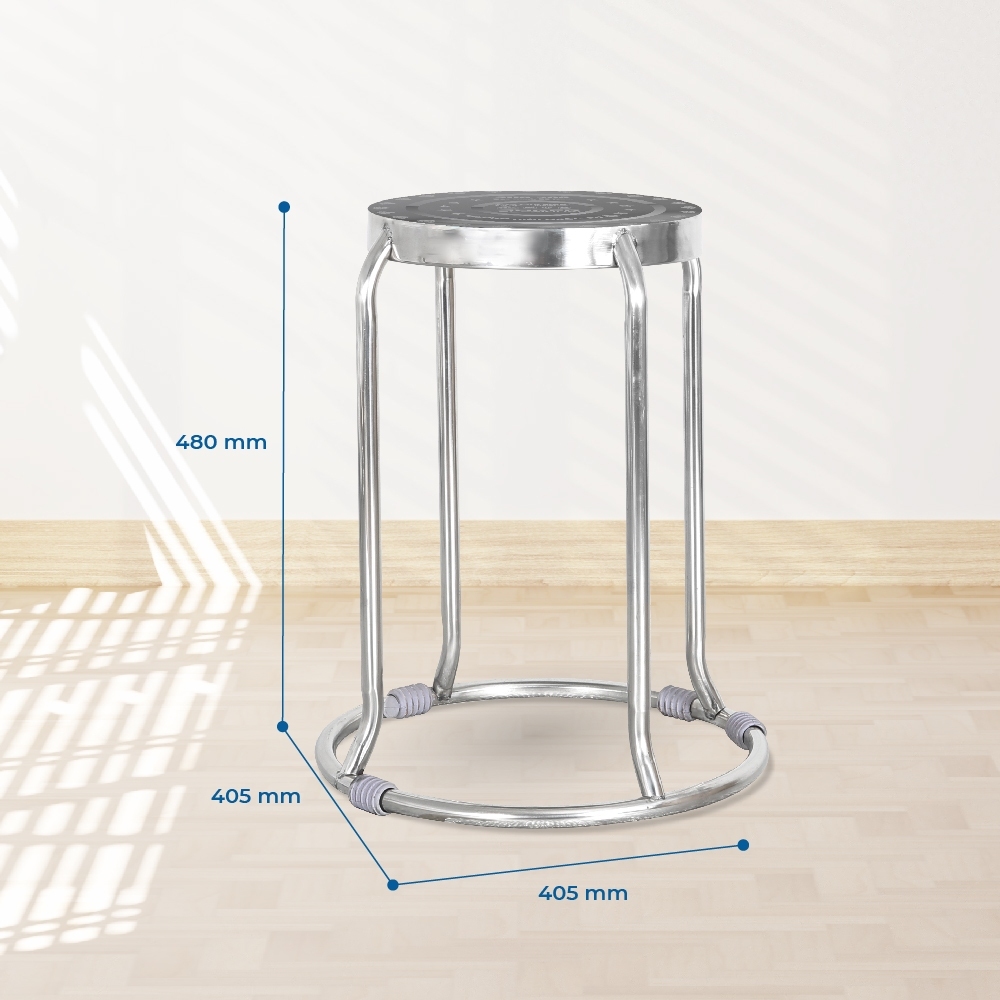 [FREESHIP] Ghế inox đôn Super QUI PHÚC combo 10 ghế, Inox cao cấp, sáng bóng chịu lực 120kg, xếp chồng tiện lợi
