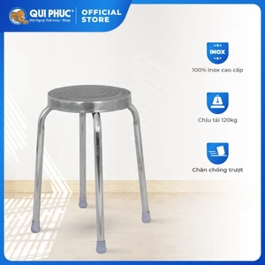 Ghế inox đẩu Super QUI PHÚC combo 10 ghế, inox sáng bóng, chịu lực 120kg, chân ghế chống trượt chắc chắn