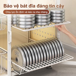 Tủ bát đĩa nhà bếp Sơn thép cacbon Kệ Úp Bát Đĩa Có Nắp Đậy không cần lắp ráp Kệ để bát đĩa