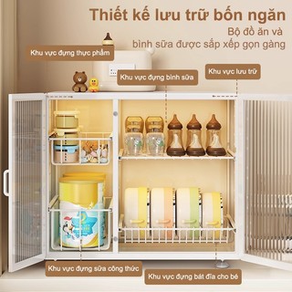 Tủ bát đĩa nhà bếp Sơn thép cacbon Kệ Úp Bát Đĩa Có Nắp Đậy không cần lắp ráp Kệ để bát đĩa