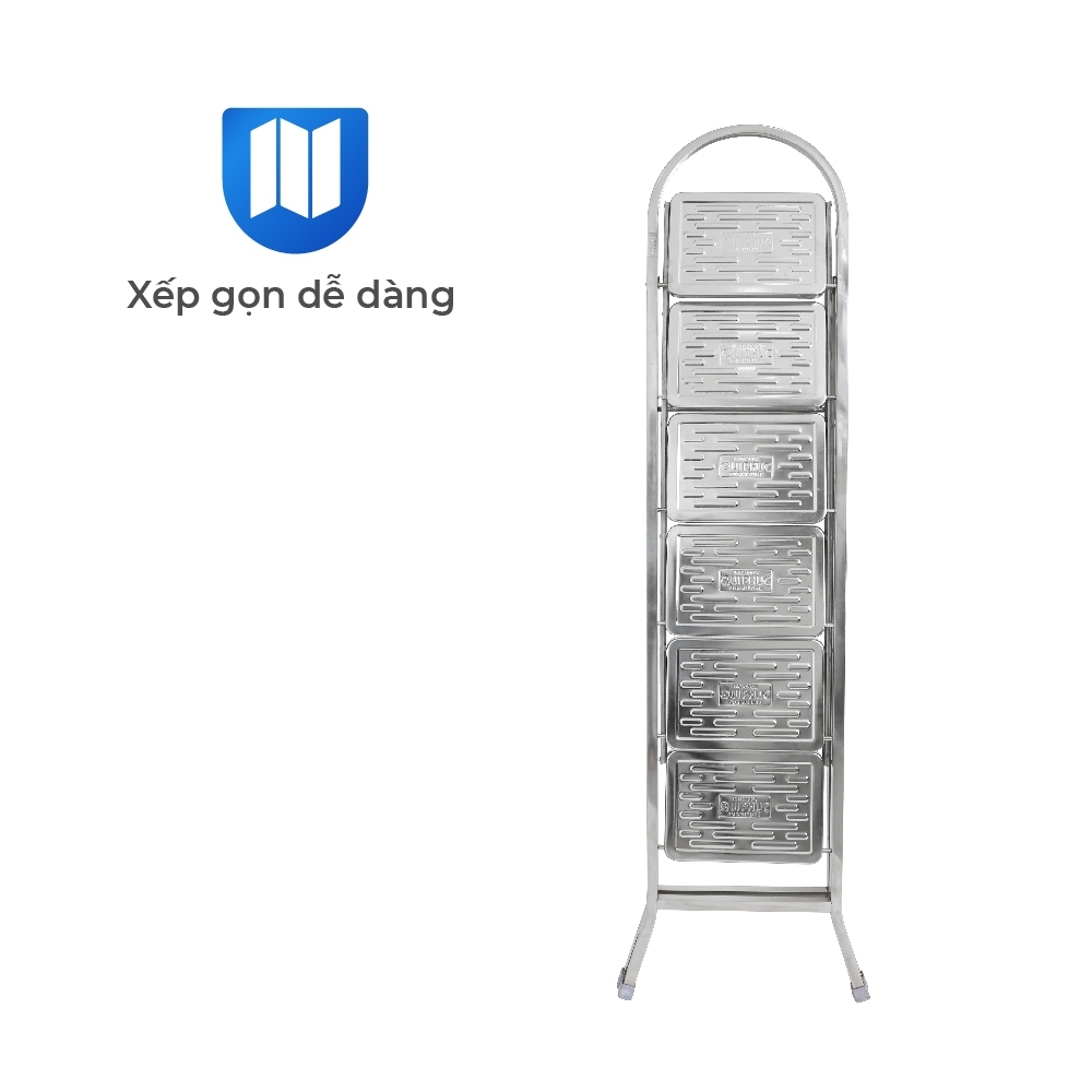 [FREESHIP] Thang gấp gọn Deli QUI PHÚC, inox cao cấp, không gỉ, chịu lực tốt, an toàn, chân chống trượt