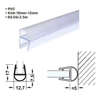 250cm Thanh Nẹp (Ron) Gioăng nhựa / chắn nước, chắn bụi, chặn hơi máy lạnh, chống va đập dùng cho kính 10mm-12mm
