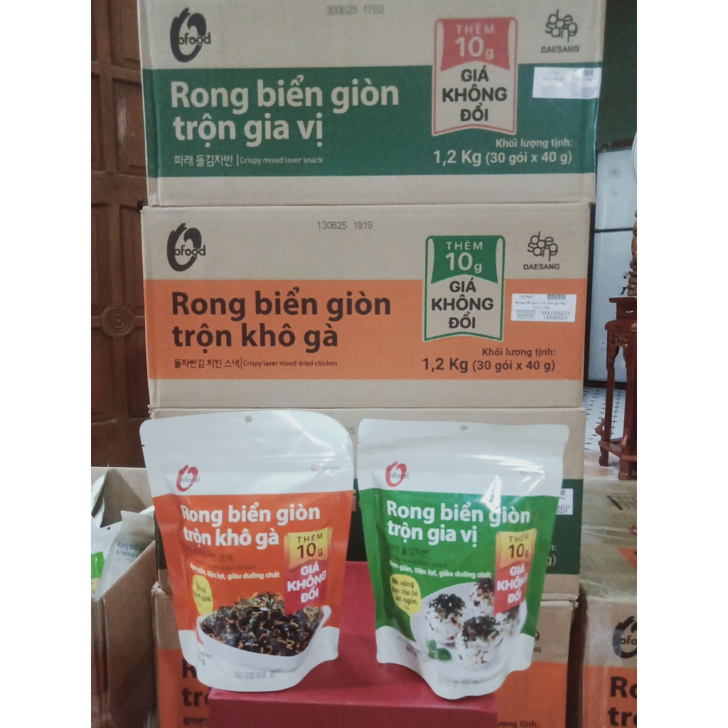 Combo 2 Gói Rong Biển 𝗚𝗶𝗼̀𝗻 𝗧𝗿𝗼̣̂𝗻 Khô gà và Rong Biển Giòn trộn Gia Vị ...