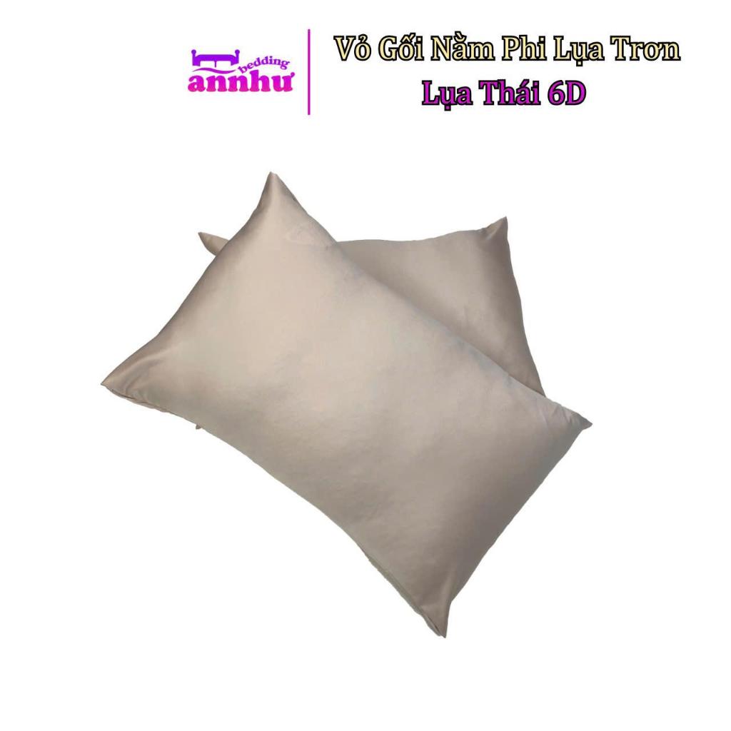 Vỏ Gối Nằm Phi Lụa Trơn, Lụa Thái 6D Cao Cấp Ngẫu Nhiên An Như Bedding