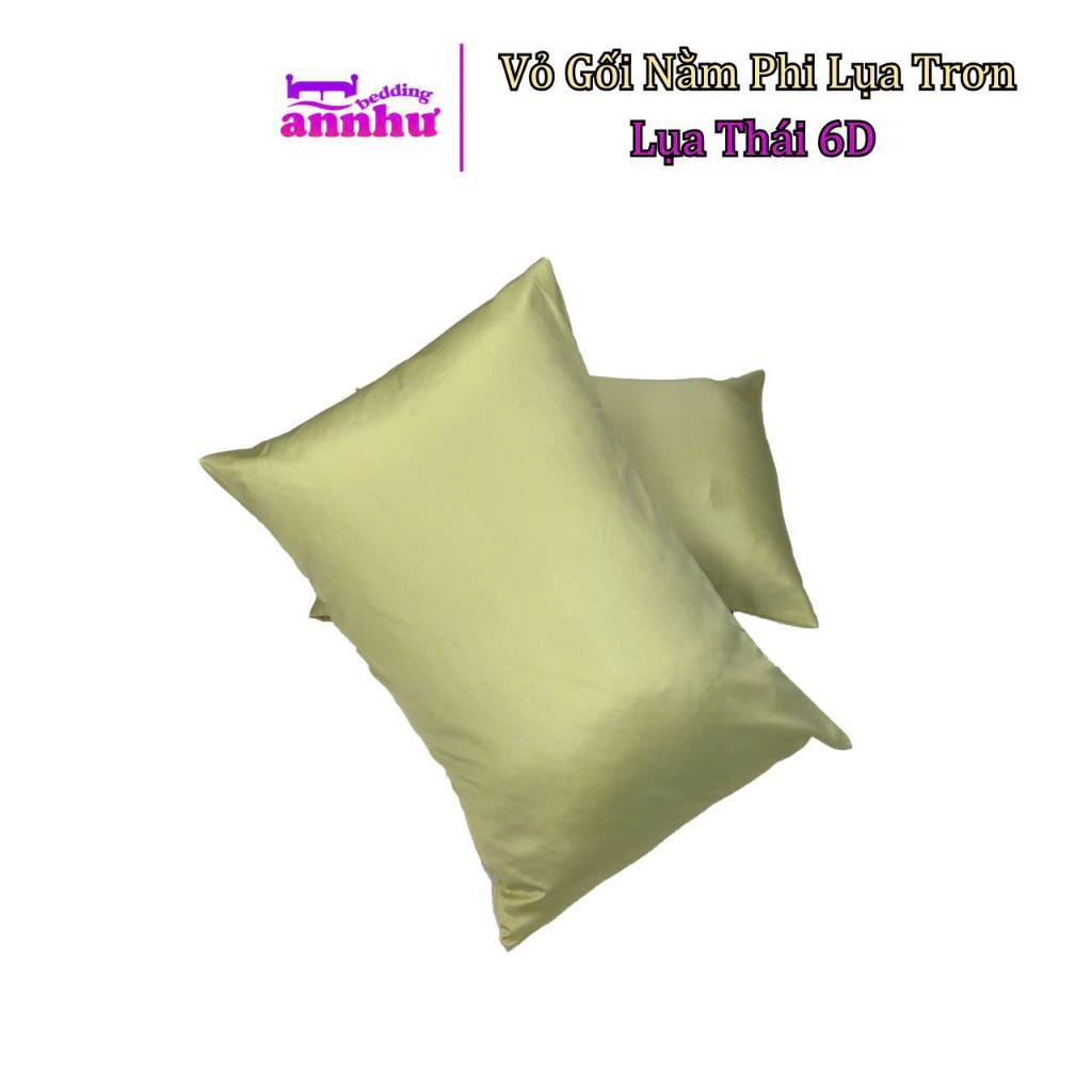 Vỏ Gối Nằm Phi Lụa Trơn, Lụa Thái 6D Cao Cấp Ngẫu Nhiên An Như Bedding