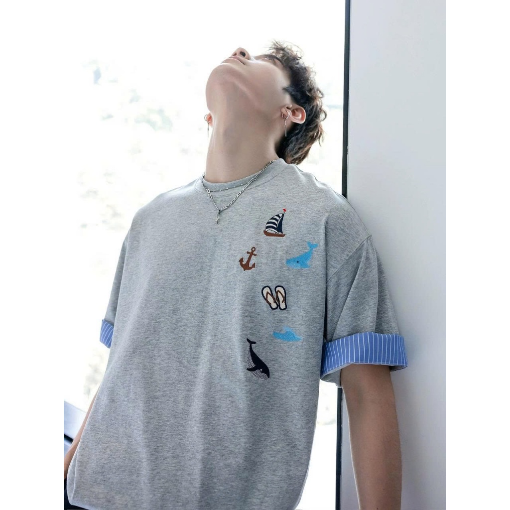 Áo thun Stee Cổ tròn SAILOR SEA Localbrand ICVCVNI Unisex Cotton