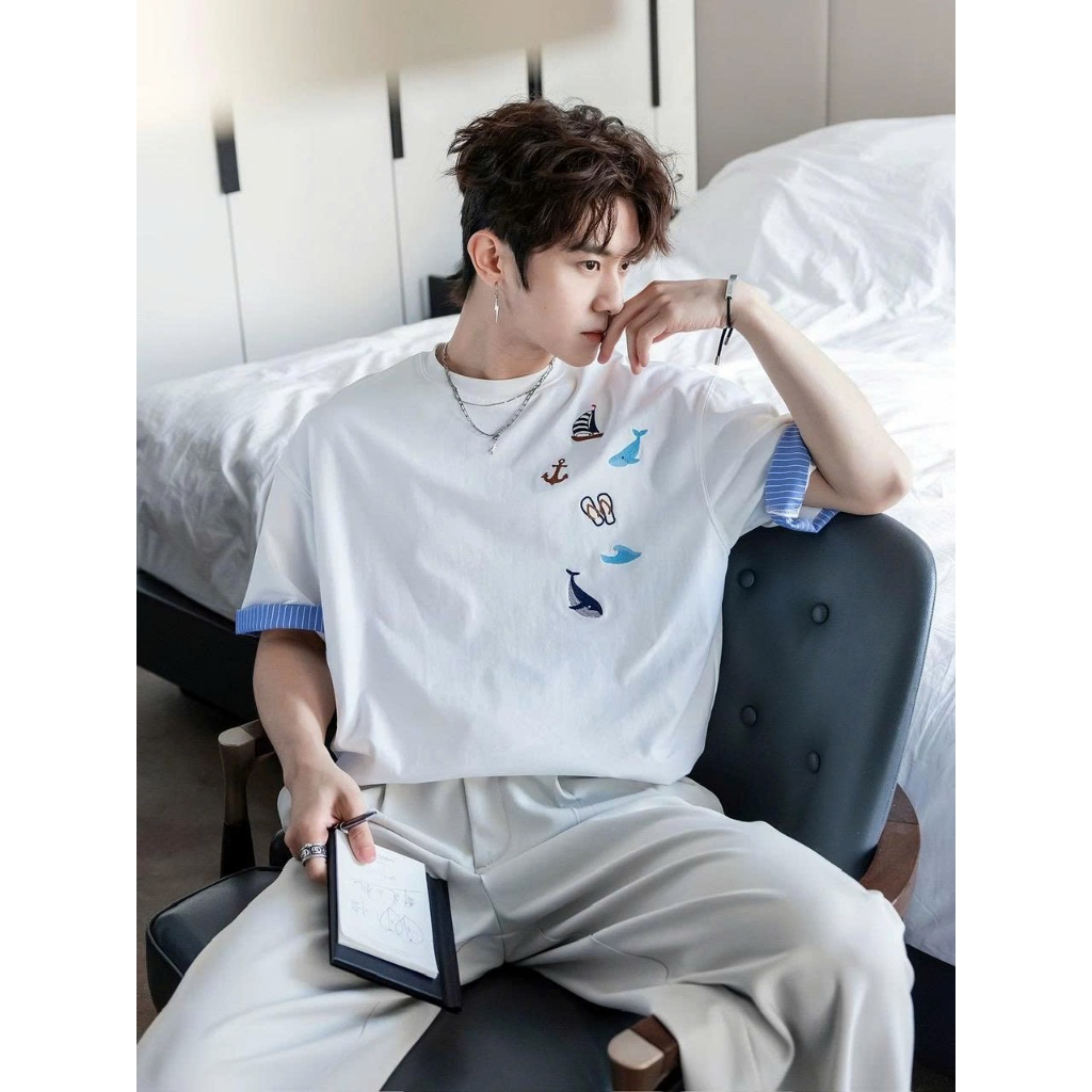 Áo thun Stee Cổ tròn SAILOR SEA Localbrand ICVCVNI Unisex Cotton