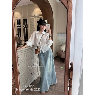 Áo sơ mi cổ đức tay dài dáng nhún bồng suông form rộng dễ phối nhiều đồ xinh xắn tiểu thư cho nàng - BaoTrang.clothes