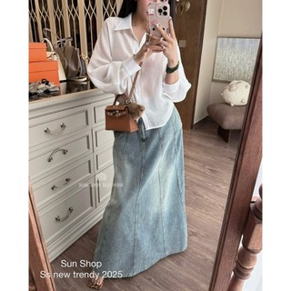 Áo sơ mi cổ đức tay dài dáng nhún bồng suông form rộng dễ phối nhiều đồ xinh xắn tiểu thư cho nàng - BaoTrang.clothes