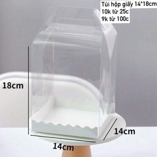 Túi hộp meka để giấy, chuyên cắm hoa hoặc đựng vừa cốt trụ mini SIZE 14*18cm Túi Hộp Mica Đựng Quà Tặng ANGIHOME