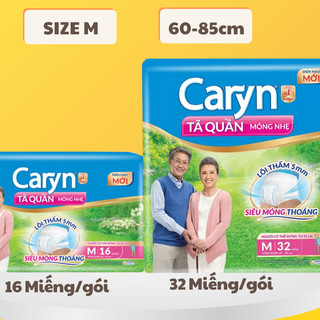 Tã Bỉm Quần Người Già CARYN Mỏng Nhẹ Chống Tràn Dành Cho Người Có Thể Đi Lại size M32/L28/XL26