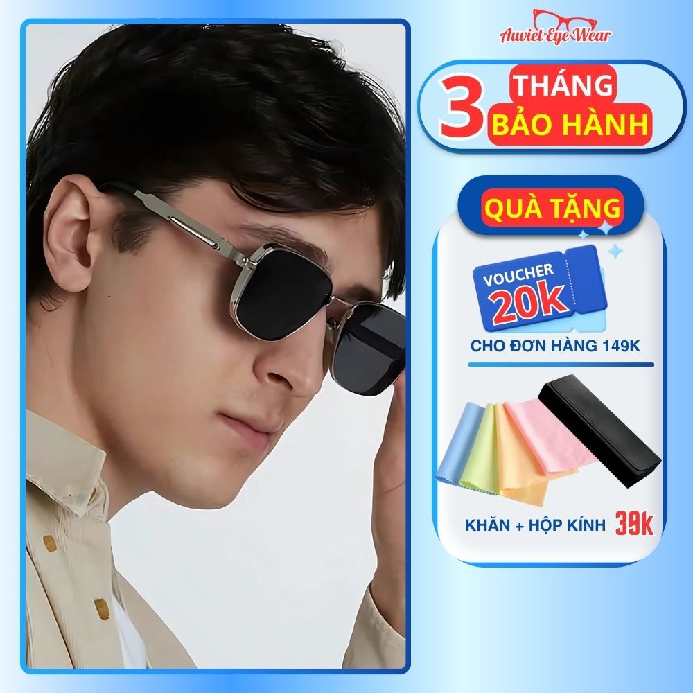 Kính râm Auviet viền kim loại phong cách retro vintage, kính mát độc lạ ...