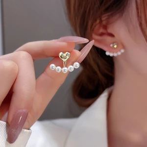 Bông Tai Đinh tán Ngọc Trai Tình Yêu Thời Trang Nữ, Bạc S925 phong cách Hàn Quốc KT32