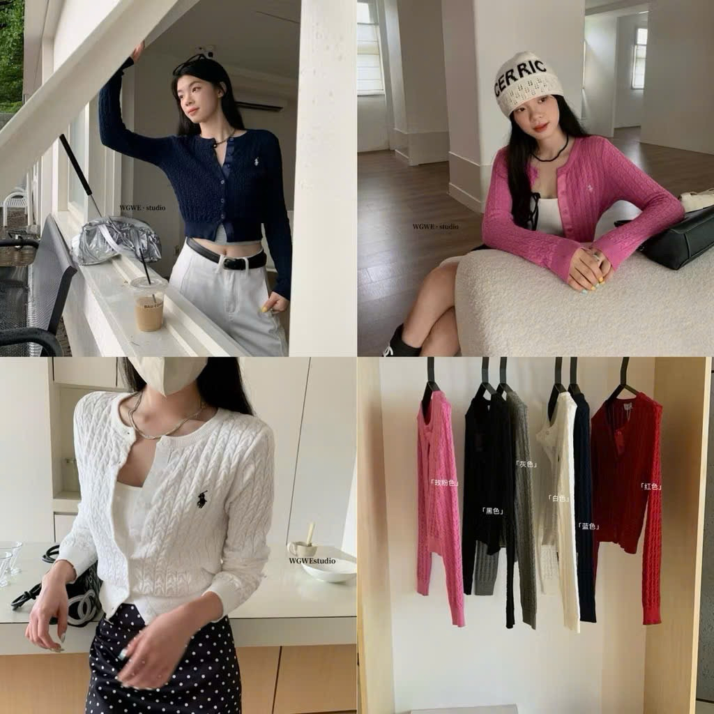 [NEW/SẴN] Áo len dài tay thêu ngựa cài cúc #6959