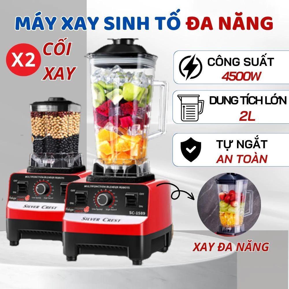Máy xay sinh Tố Đa Năng KAW SILVER CREST SC-1589Máy Xay Công Nghiệp 2 Cối Xay Công Suất 4500W tiết kiệm điện
