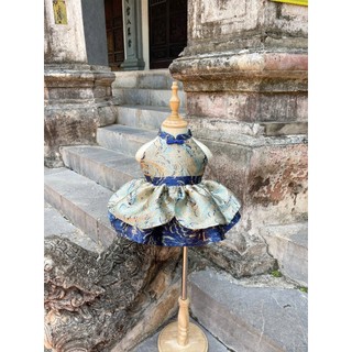 Váy đầm trung thu truyền thống gấm cao cấp ChoiChuu màu Xanh cho bé gái
