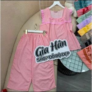 ĐỒ BỘ LỤA LỬNG 3 NƠ SỌC CARO NHỎ CÓ TÚI