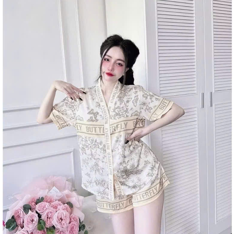 Set pijama Cổ V chất lụa Latin mềm mịn , mát , thấm hút mồ hồi co giãn nhẹ