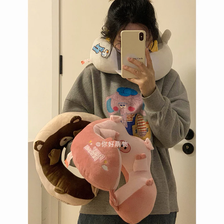 Gối ngủ trưa, gối chữ U kê cổ, bảo vệ cổ hoạt hình nhiều mẫu dễ thương, gối sử dụng trên máy bay, du lịch, ô tô