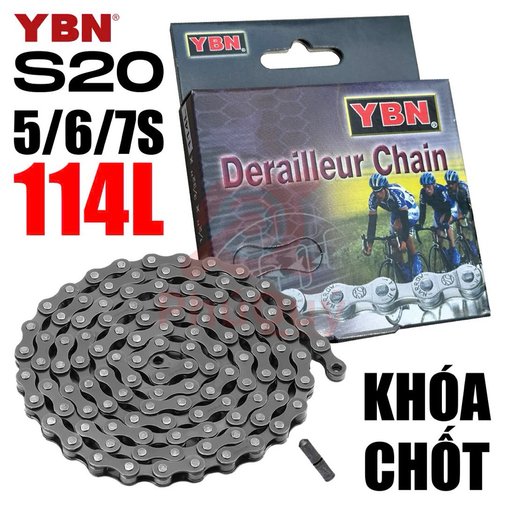 Sên Xe Đạp YBN S20-114L Dùng Líp 5/6/7 Tầng. Xài Chốt Khoá Sên