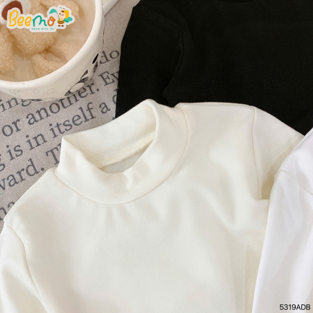 Áo giữ nhiệt lót lông cổ lọ ấm áp, áo thun giữ nhiệt trơn màu basic unisex cho bé 5319adb