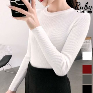 Áo thun gân tay dài tôn dáng, áo thun gân tay dài phong cách hàn quốc - RUBY CLOTHING A04