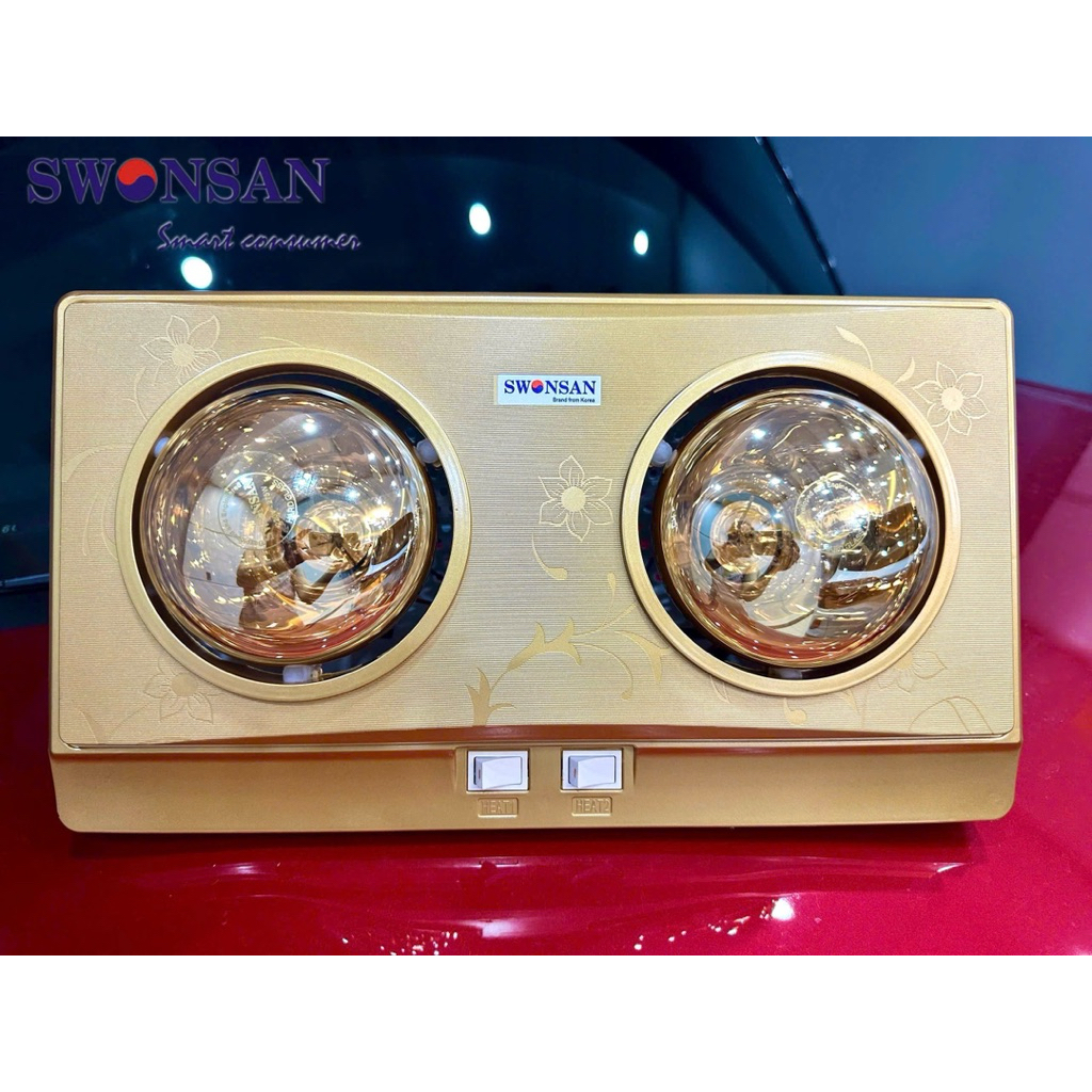 Đèn Sưởi Nhà Tắm Treo Tường Cao Cấp, 2 Bóng SWONSAN, Chống Cháy Nổ - Siêu Tiết Kiệm Điện Năng