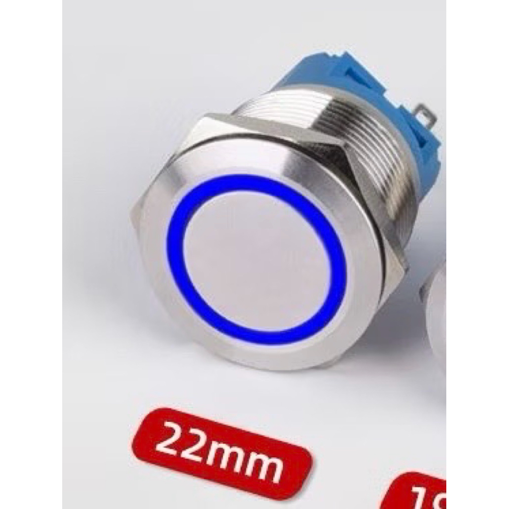 Công tắc led 12-24v lắp ổ khoá yên mầu xanh dương kèm jack cắm