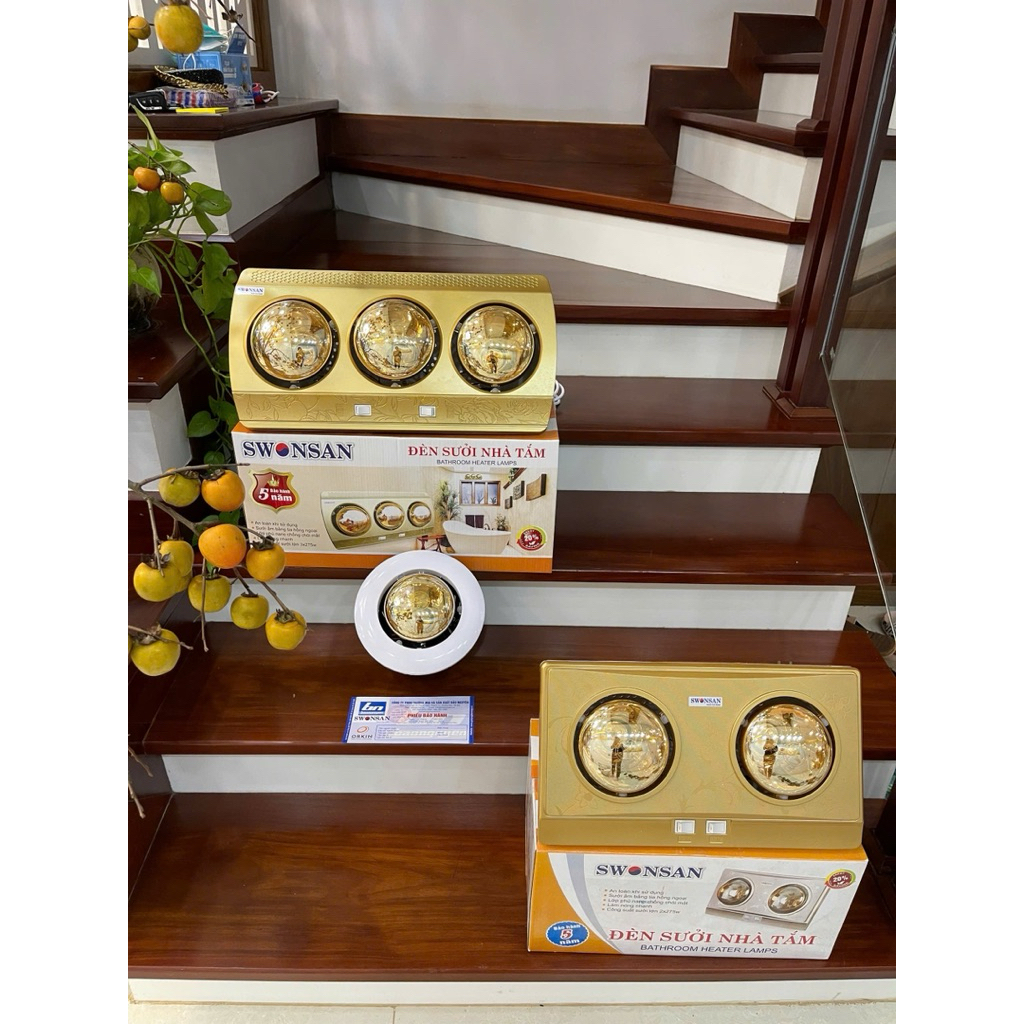 Đèn Sưởi Nhà Tắm Treo Tường Cao Cấp, 2 Bóng SWONSAN, Chống Cháy Nổ - Siêu Tiết Kiệm Điện Năng