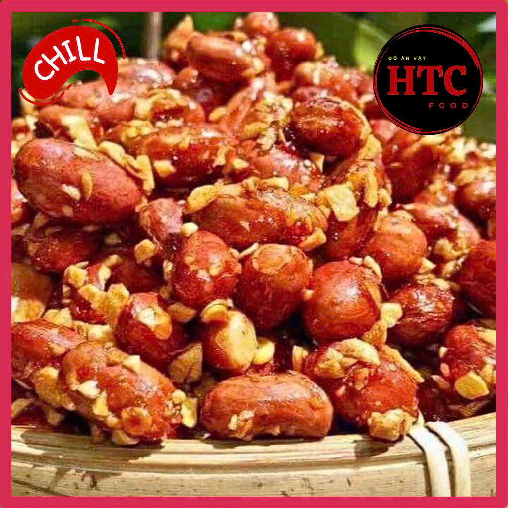Đậu phộng rang tỏi ớt đặc biệt nhà làm hạt to giòn đều, đậm vị, đồ ăn vặt truyền thống từ HTC Food