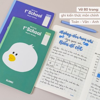 KLONG - Vở 4 ô ly 1st School B5¯ 80 trang 100/76; MS: 077 ♥ Tập Học Sinh Cute, HSSV, Quà tặng