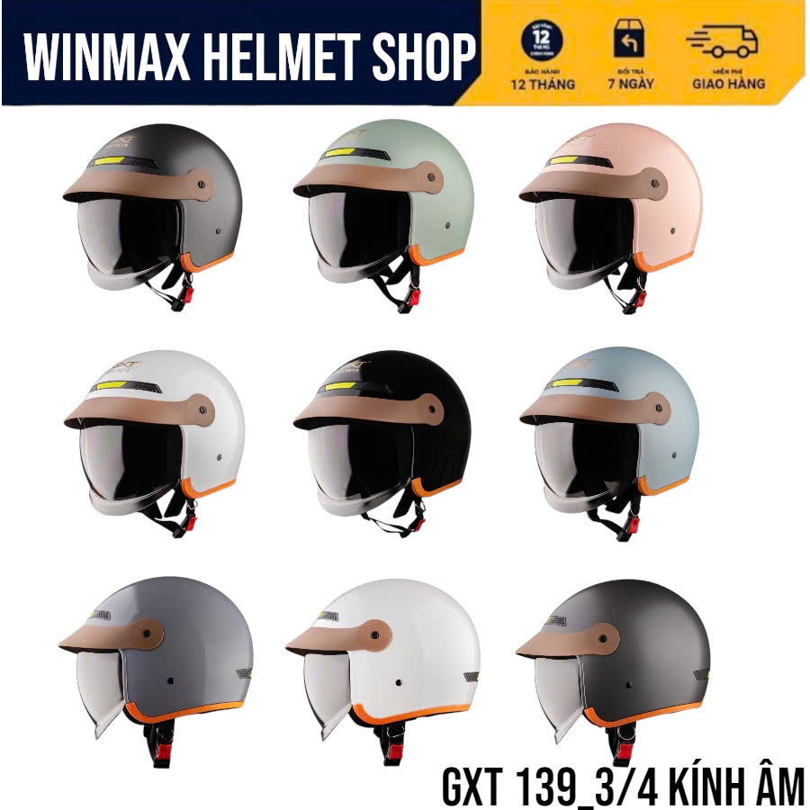 Mũ Bảo Hiểm GXT Helmet 3/4 Đâu GXT-139 Mũ BH Xe Máy Kính Âm Thương