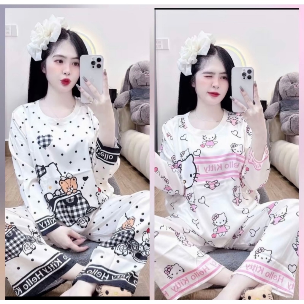 { SEZI Nhí 4-15 tuổi } Sét Bộ Quần ÁO Ngủ Thu Đông Dài Tay Dành Cho Bé Gái sz9-45kg . Chất Liệu sẹc Dày Dặn