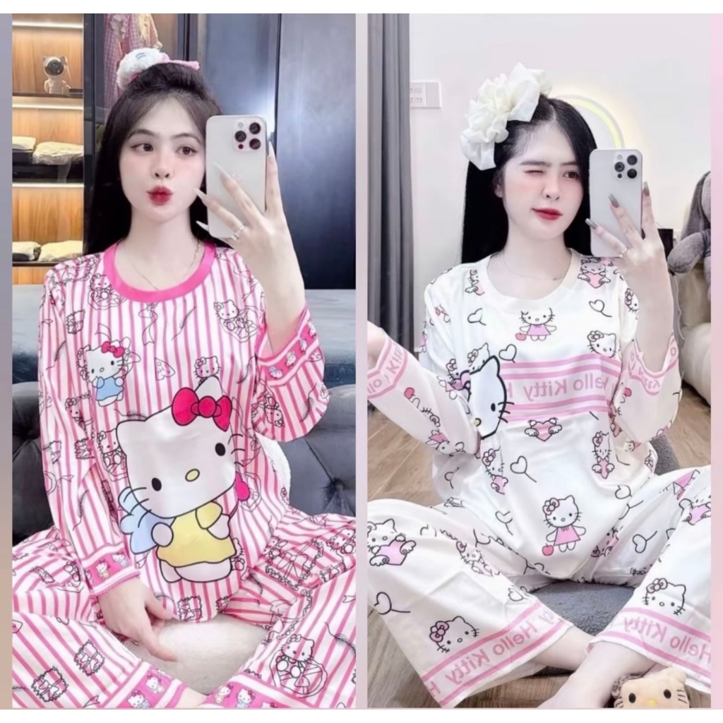 { SEZI Nhí 4-15 tuổi } Sét Bộ Quần ÁO Ngủ Thu Đông Dài Tay Dành Cho Bé Gái sz9-45kg . Chất Liệu sẹc Dày Dặn