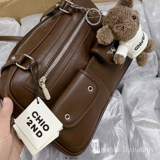 Chio2nd - Tặng Charm - Túi Chio Dáng Cặp bigsize 2 nắp khoá túi đeo vai