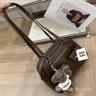Chio2nd - Tặng Charm - Túi Chio Dáng Cặp bigsize 2 nắp khoá túi đeo vai