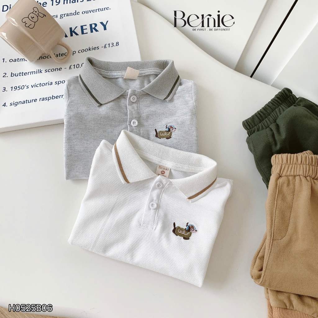 Bộ polo dài tay Luckdog bé trai, bộ thu đông cho bé đi học đi chơi Bernie H0525B06