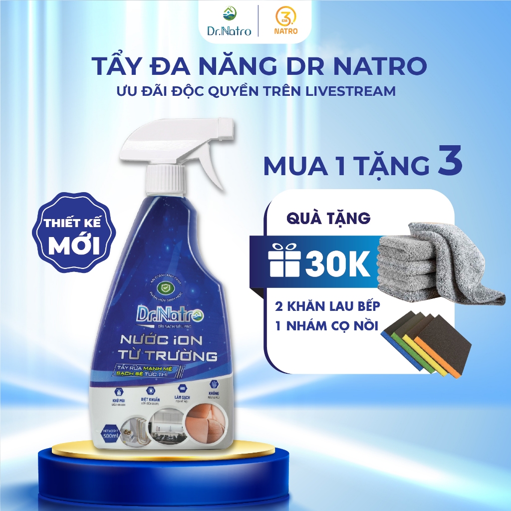 Tẩy đa năng Dr Natro tẩy xoong nồi cháy khét, tẩy dầu mỡ bếp ga, bếp điện, ghế da, rỉ sét inox sạch